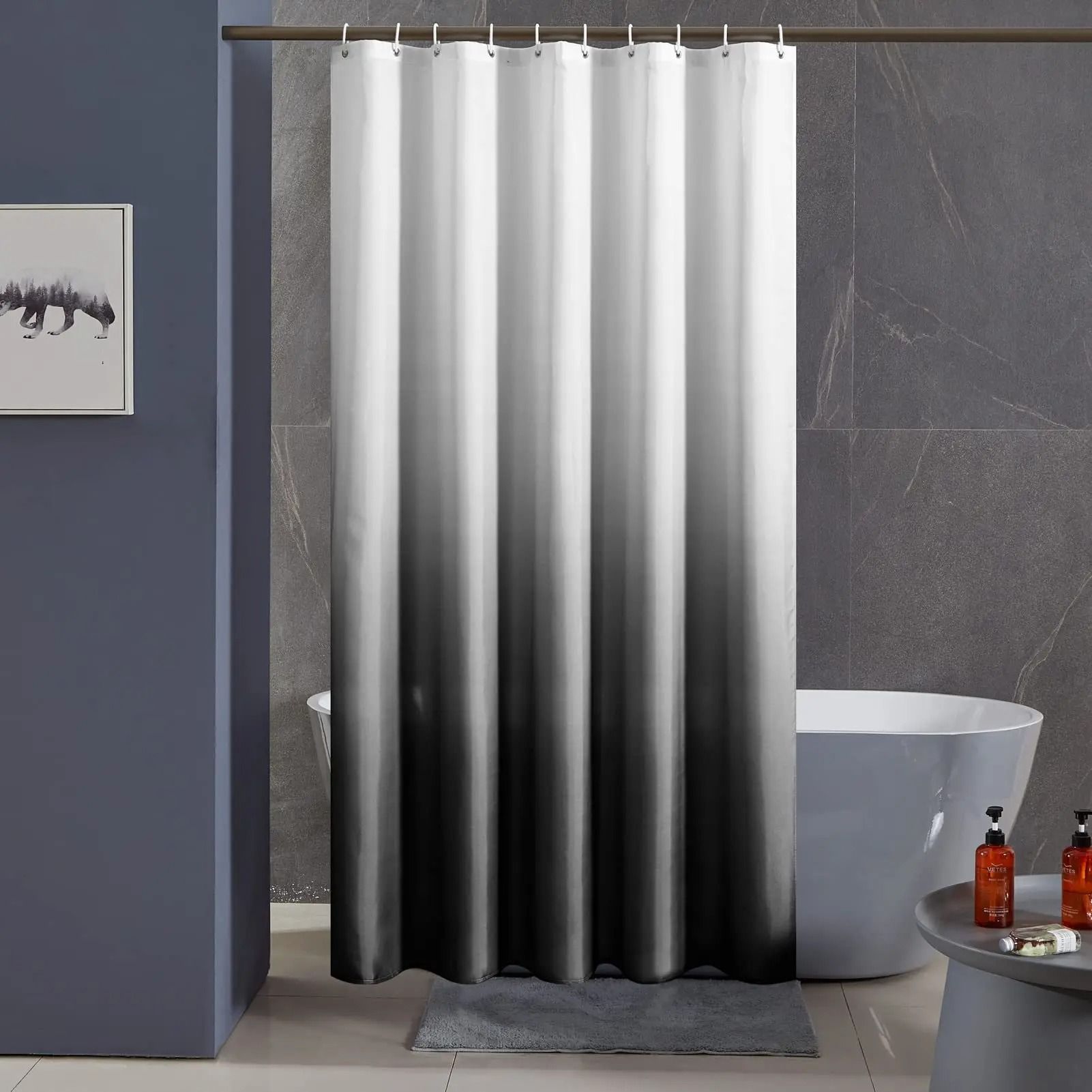 Gradual Change Digital Printing Shower Curtain sky Blue 47 In X 79 In