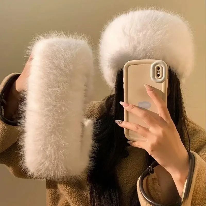 Luxury Faux Fur Thermal Winter Headband pink