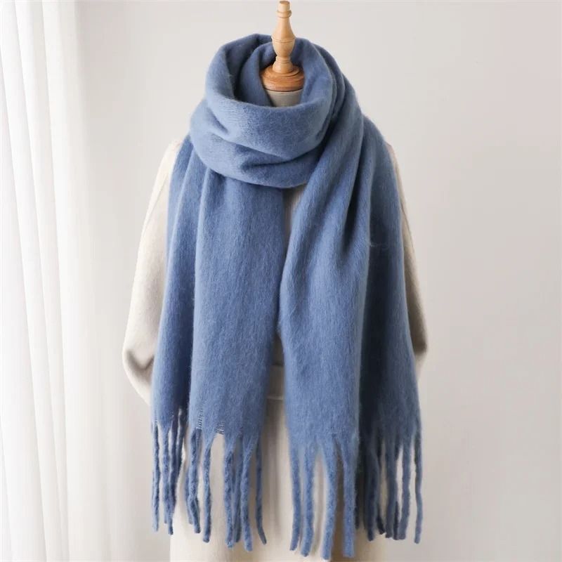 Cashmere Pashmina Winter Scarf For Women With Tassel Wrap pink
