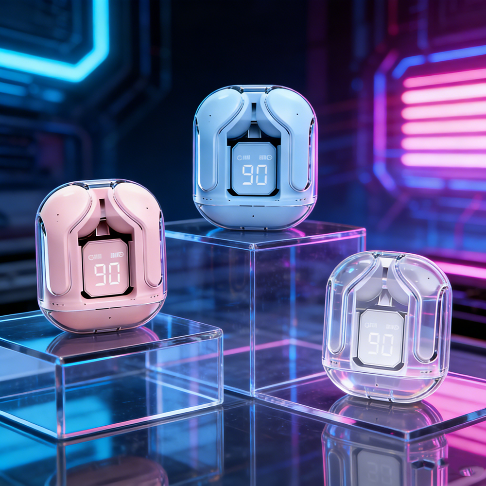 Wireless Mini Earbuds With LED Power Display TWS Bluetooth Headphones For Stereo Sound & Clear Calls pink