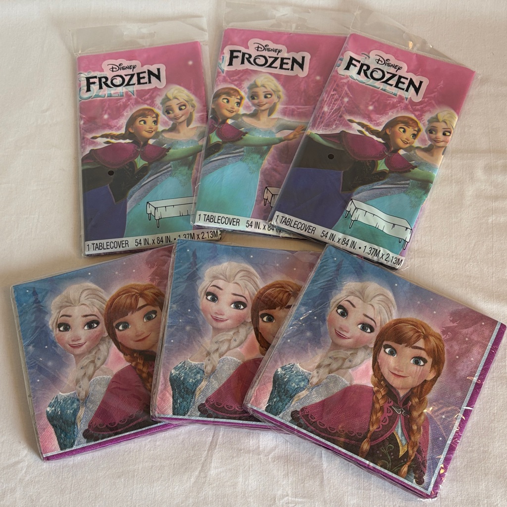 Disney Party Supplies | Disney Frozen Tableware Set Napkins/Tablecloths - Lot Of 3 | Color: Blue/Pink | Size: Os