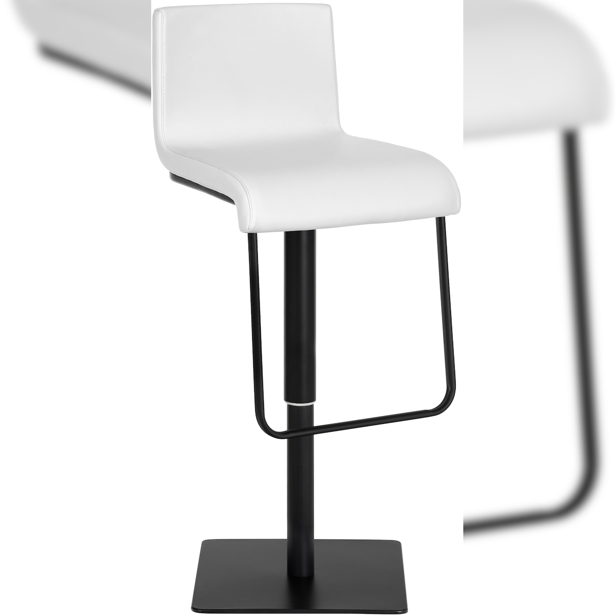 Proregal CHEFGASTRO Barhocker SIBERIA Schwarz HxBxT 80x39x46cm Kunstleder Weiß Barstuhl Image