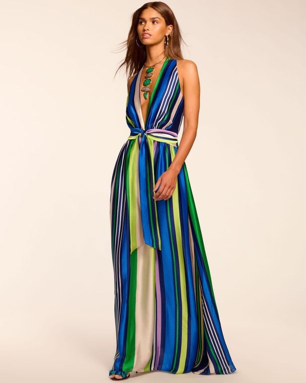 Kamil Plunging Sleeveless Maxi Dress - Blue - Ramy Brook Dresses