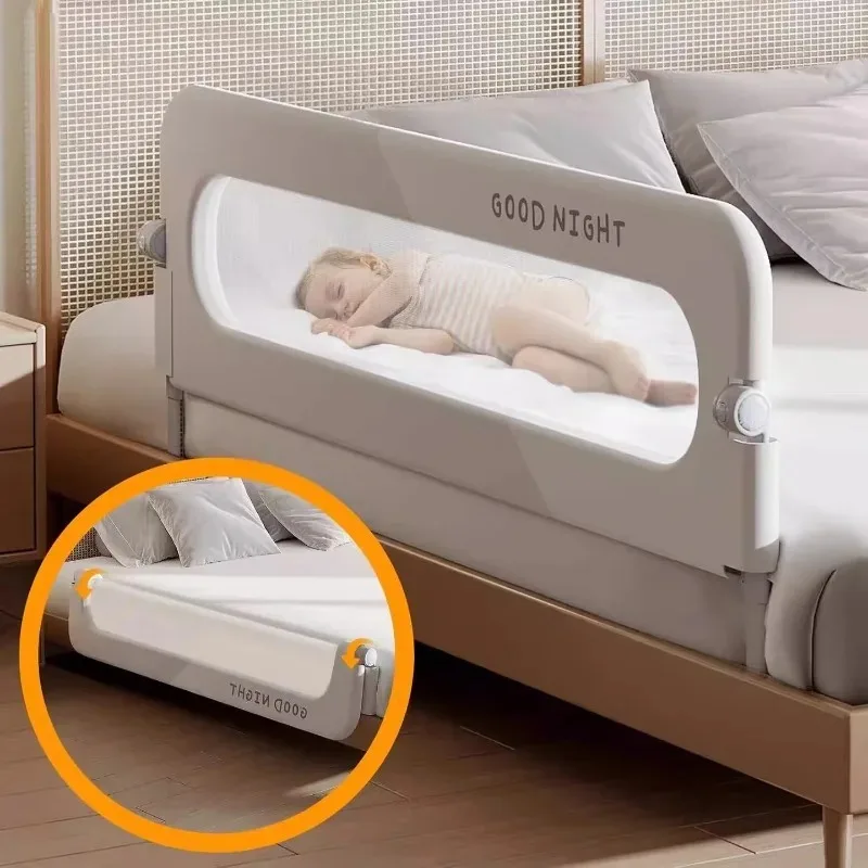 IMBABY Klappbares Bettgitter für Kleinkinder, Babybettgitter mit verstärktem Sicherheitssystem, passend für Etagenbett, Doppelbett, Queen-Size-Bett, King-Size-Bett, Twin-Bett Image