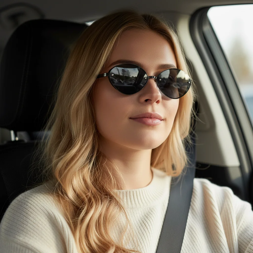 Modische ovale Sonnenbrille mit kleinem Metallrahmen – einfach und vielseitig für Sonnenschutz. Geeignet für Autofahrer Sonnenbrillen2506 Image