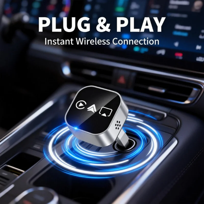 Neue Version Kabelloser CarPlay-Adapter, Plug & Play für Auto, Konvertiert Kabelgebundenes zu Kabellosem CarPlay mit Bildschirmspiegelung Image