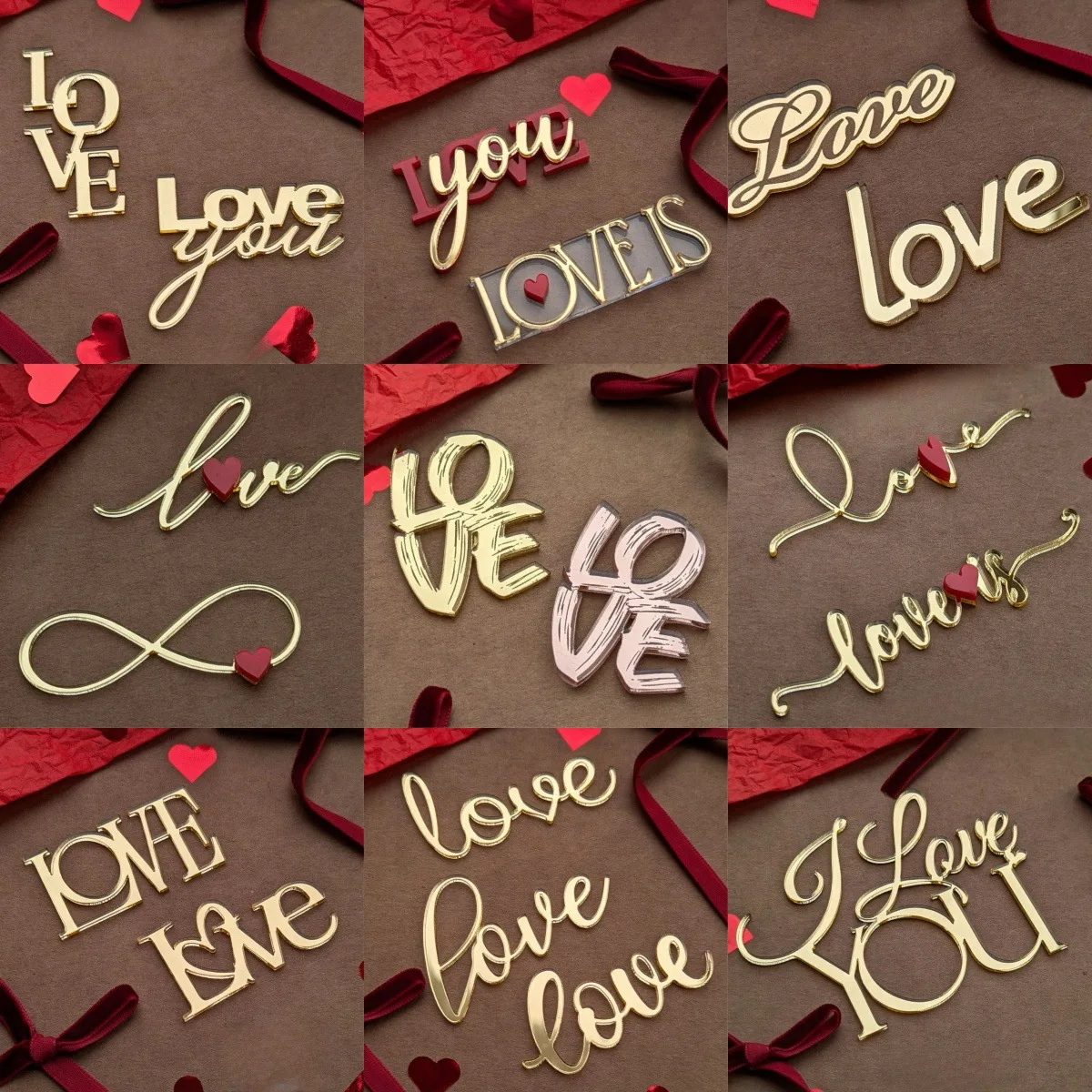 Acryl-Cake-Topper, Goldene Liebeskreis-Dekoration für Kindergeburtstagstorten, Dessert-Party-Deko Image