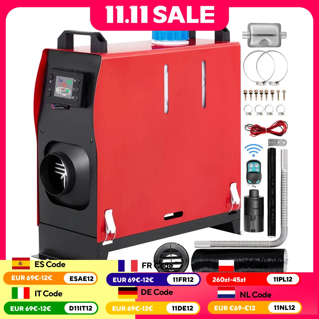 VEVOR Diesel-Autoheizung, 12 V, 8 kW, Standheizung mit LCD-Thermostat, Monitor und Fernbedienung für PKW, LKWs Image