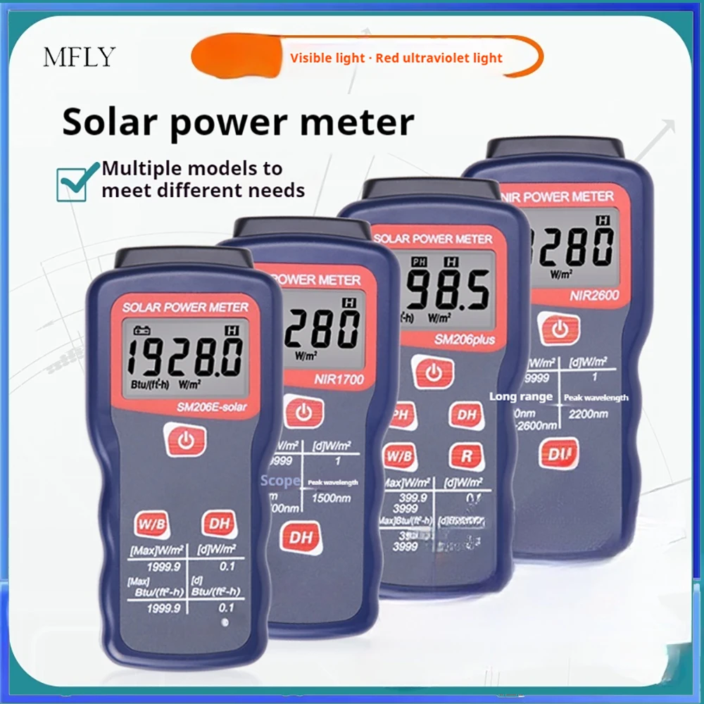 SM206 Solar Power Meter UV NIR Strahlung Tester Licht Intensität Bestrahlung Meter für Optische Physik Messung Image