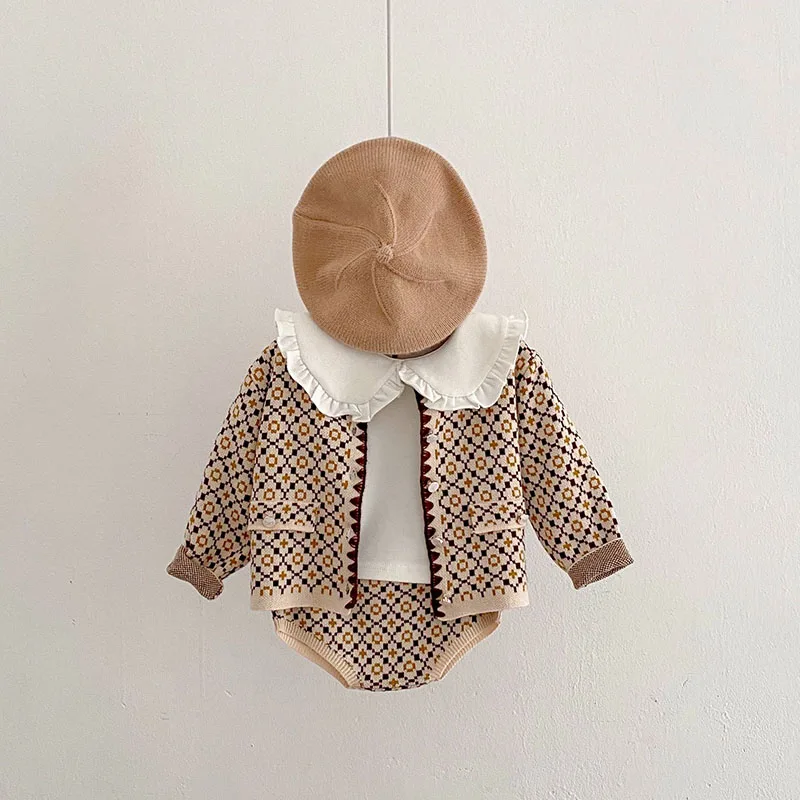 MILANCEL Herbst Baby Kleidung Pullover Set Infant Mädchen Pullover Stricken Strickjacke Jacke Blommer 2 Pcs Image