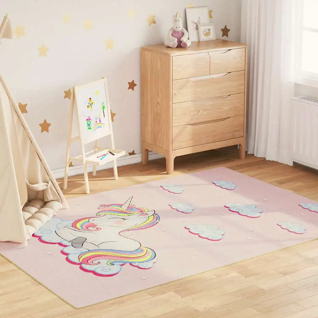 Rosa Kinderteppich 160x230cm Einhorn Rutschfest Waschbar Weicher Teppich für Verschiedene Szenarien Heimdekoration Fußmatte in Verschiedenen Größen Erhältlich