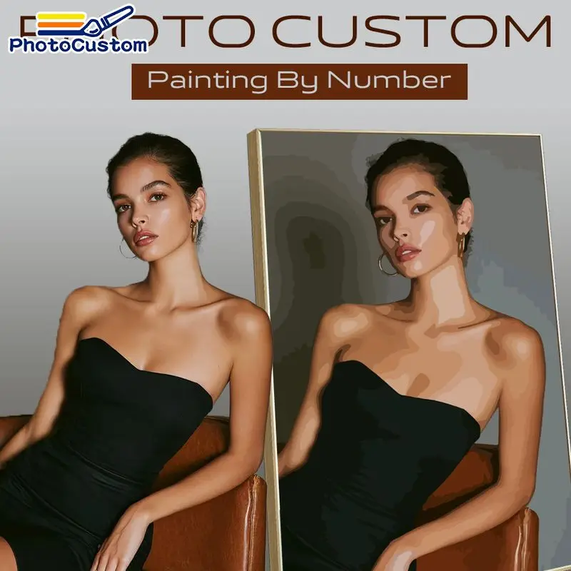 Foto-Malset nach Zahlen, personalisiertes Foto, individuelles DIY-Malset nach Zahlen, Familienfoto als Geschenk für Erwachsene Image