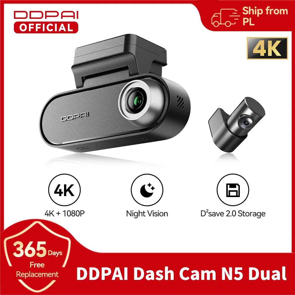 DDPAI N5 Dual Dash Cam Vorne und Hinten 4K Ultra HD Auto DVR AI Basis Radar NightVIS ADAS GPS Auto Aufnahme Dash Kamera Image