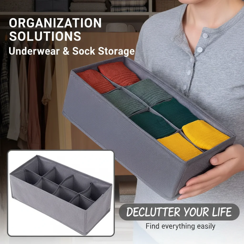 Unterwäsche-Organizer für Schränke und Schubladen, Kleiderschrank-Organizer für Unterwäsche, Socken, Hosen, faltbare Aufbewahrungsbox für Zuhause Image