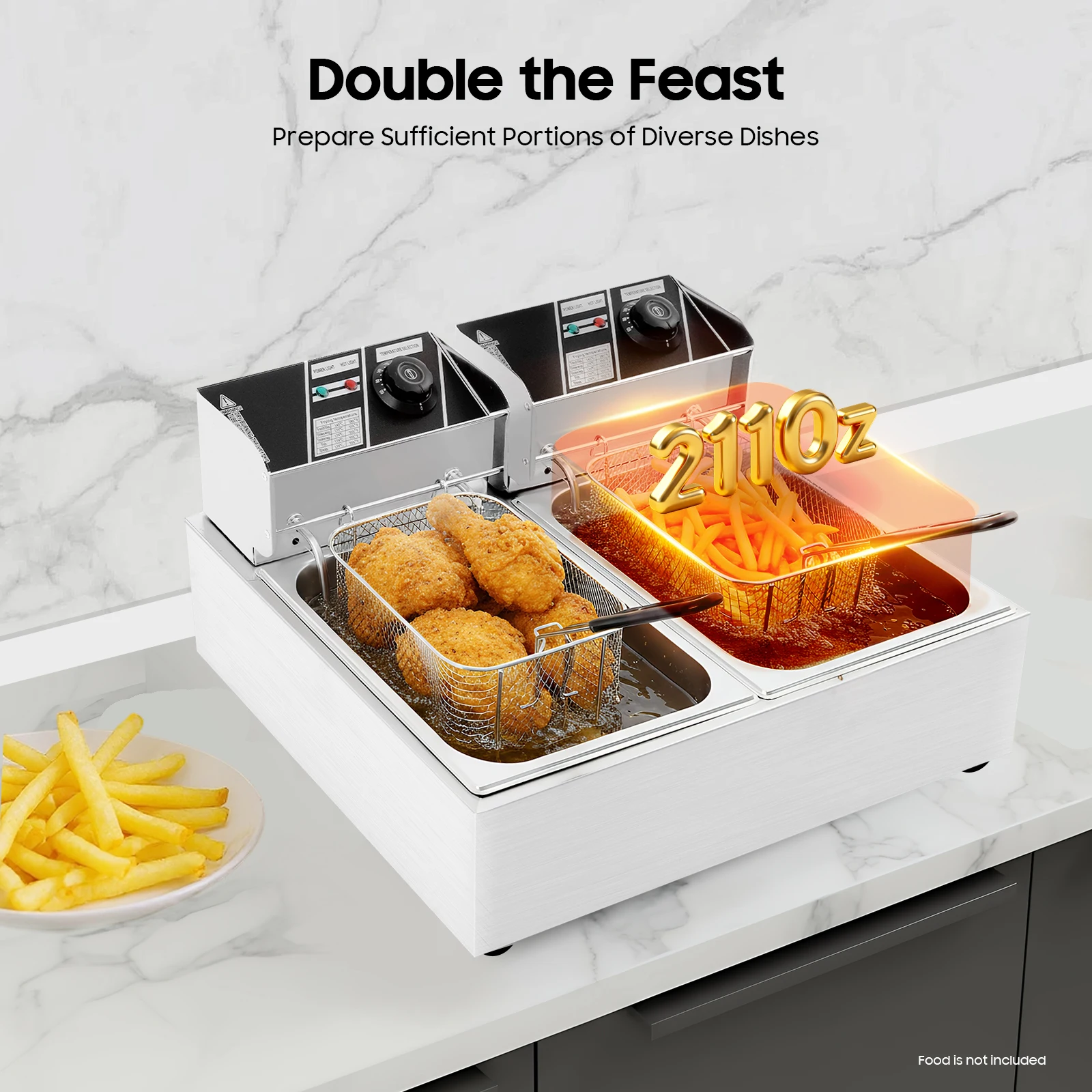 Elektrische Fritteusen 6L*2 Elektrische Doppel-Tank-Fritteuse mit Filterkörben Gewerbliche Fritteuse für Restaurant Fast-Food-Stand Image