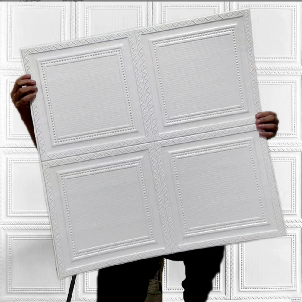 70cm*70cm 3D Raumdekoration Warme Dekoration Selbstklebende Wandaufkleber Schaumstoff Wasserdicht Stoßfest Tapete Decken-Hintergrund