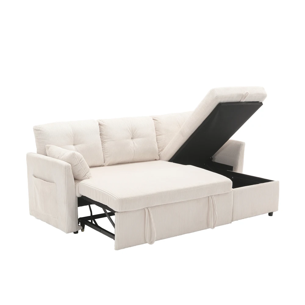 Ecksofa mit Stauraum, umwandelbar in Schlafsofa und Chaiselongue für modernes Wohnzimmer