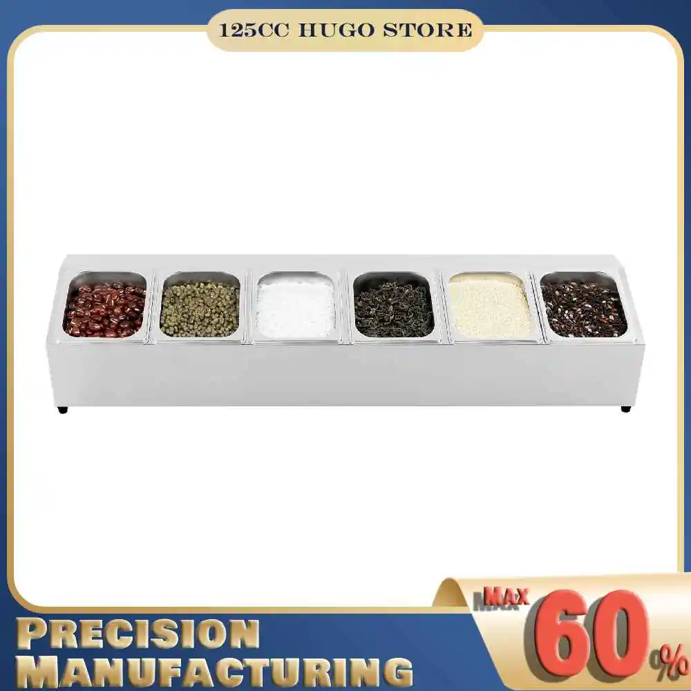 Edelstahl-Gewürzregal für die Arbeitsplatte mit 6 1,5L Lebensmittelbehältern, Gewürzregal Küchenaufbewahrungswerkzeug Image