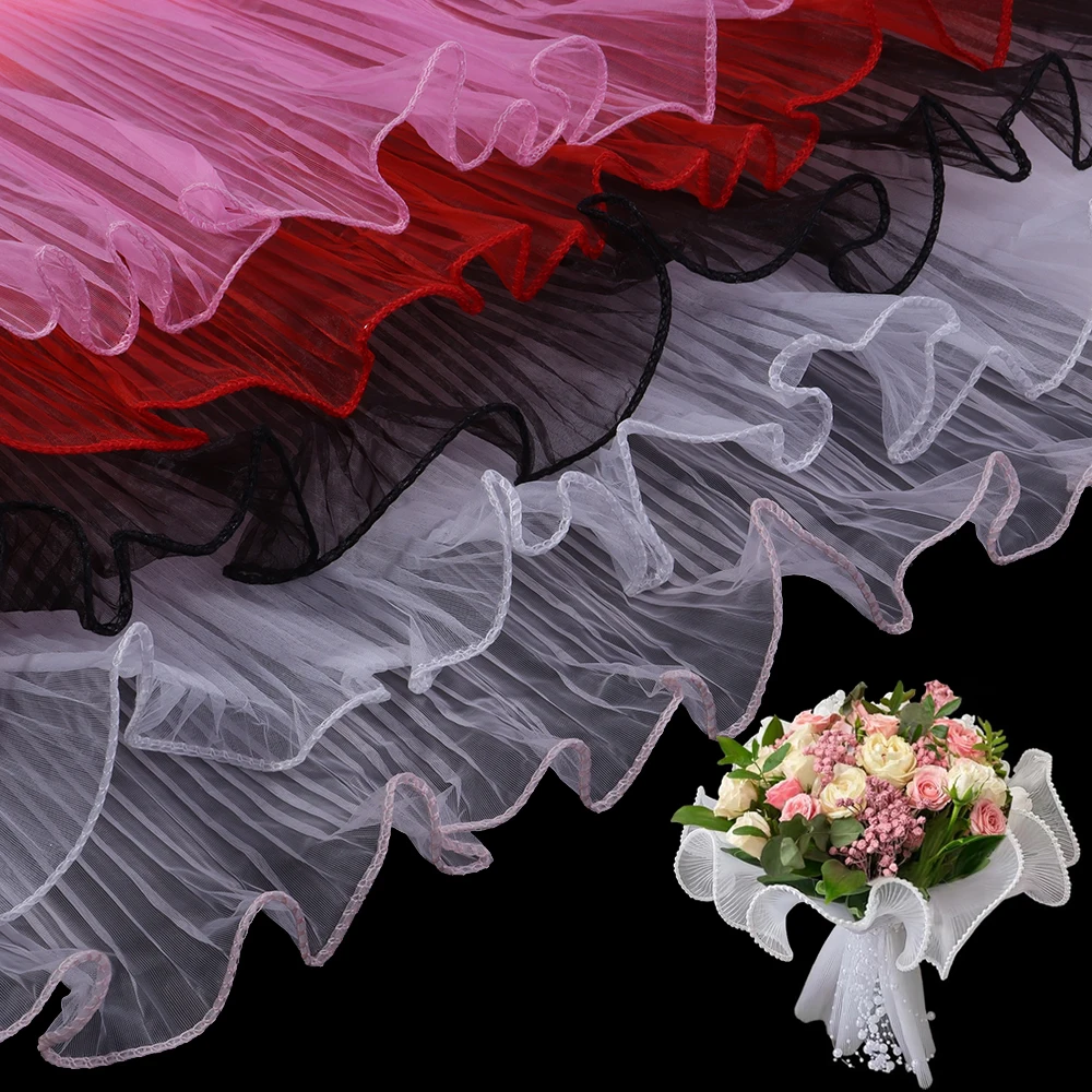 3,6 Meter/Rolle 28 cm Blumenverpackungspapier Wellengarn Buntes Spitzennetz für handgemachte Blumensträuße Geschenkverpackung Dekorationsmaterial Image