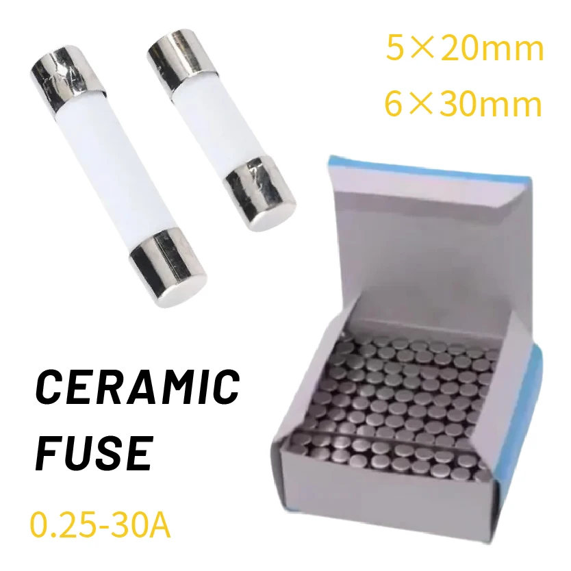 Keramiksicherung 250 V 5 x 20/6 x 30 mm 0,25 0,5 1 2 3 4 5 6 8 10 15 20 25 30 A Image