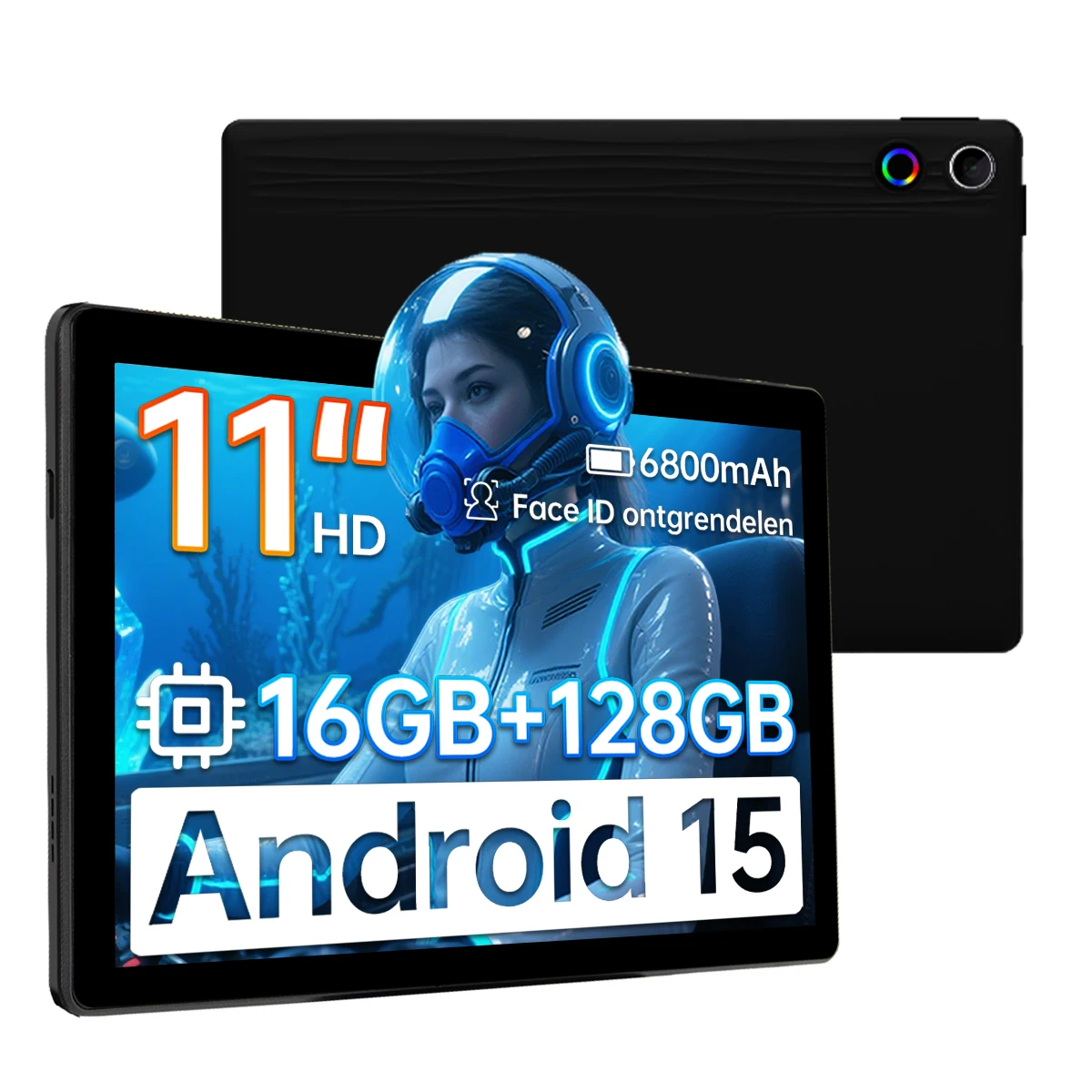 URAO A7 Android 15 Tablet 11 Zoll 16GB RAM 128GB ROM 1TB Erweiterbar Widevine L1 6800mAh 1280x800 FHD Dual-Kamera WiFi 6 BT5.3 Image