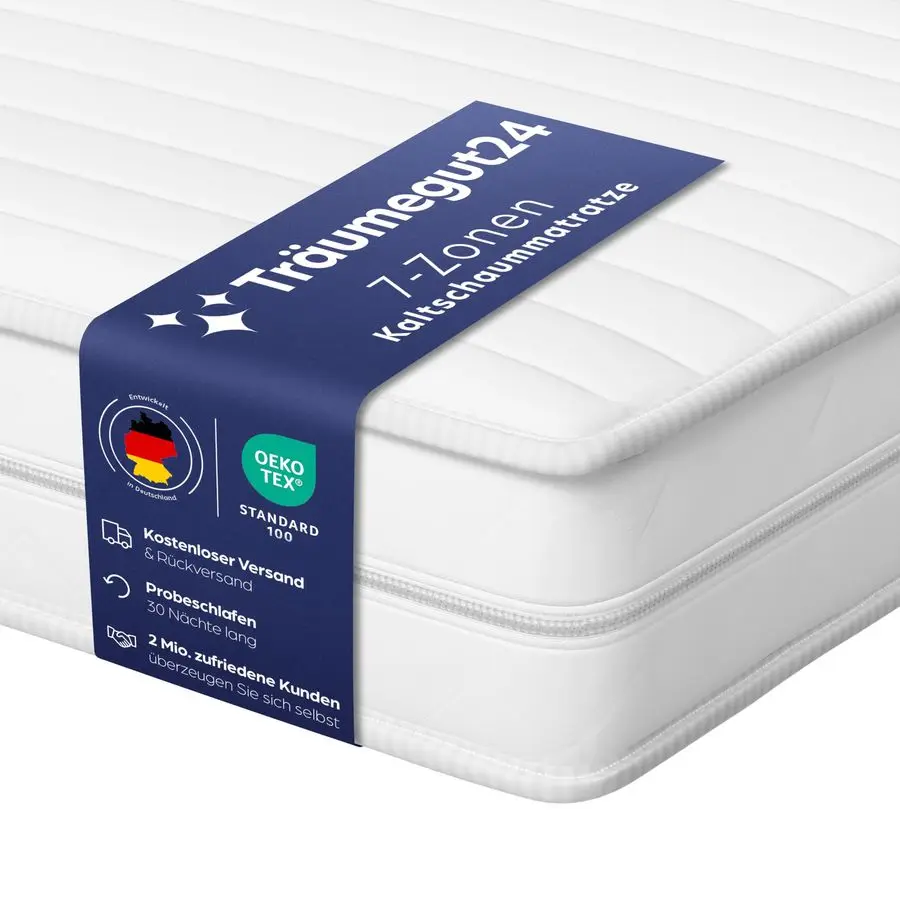 Orthopdische 7-Zonen-Kaltschaummatratze Hrtegrad H2 und H3 Mikrofaserbezug Waschbar koTex Rollmatratze 140 x 200 cm, H4