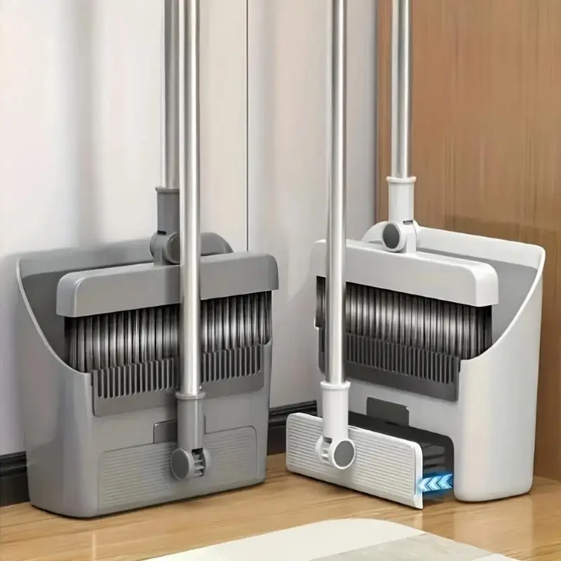 3-in-1 faltbares Besen- und Kehrschaufel-Set - Mehrzweck-Reinigungsset mit starken Borsten | Kompakte Bodenbürste für Teppich/Hartböden Image