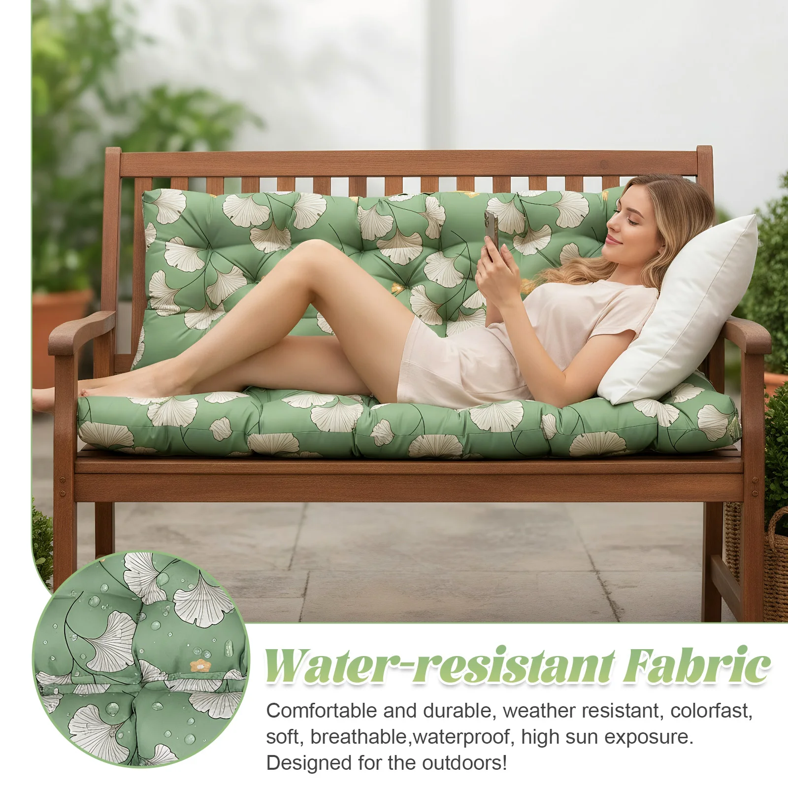 Schaukelkissen mit Rückenlehne, wasserdichtes Bankkissen für Gartenmöbel, dickes Schaukelkissen für Terrasse, Garten