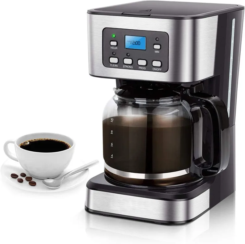 1,5 l programmierbare Filterkaffeemaschine – 24-Stunden-Timer und automatische Warmhaltung, 900 W, schnelles Brühen für Zuhause/Büro, schwarz, tropfsicheres Design Image