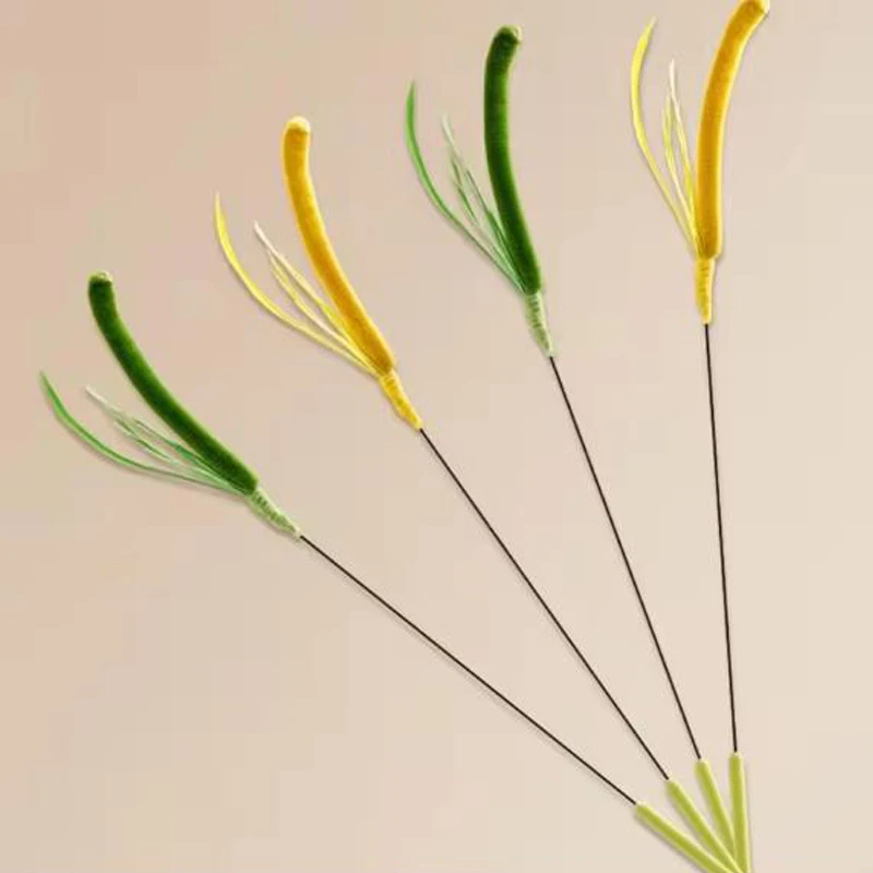 Neues Katzenspielzeug, Hundeschwanzgras neckende Katzenstange Federstange Draht Katzenspielzeug, Federstange, flexibler Draht langlebige Heimtierbedarf Image