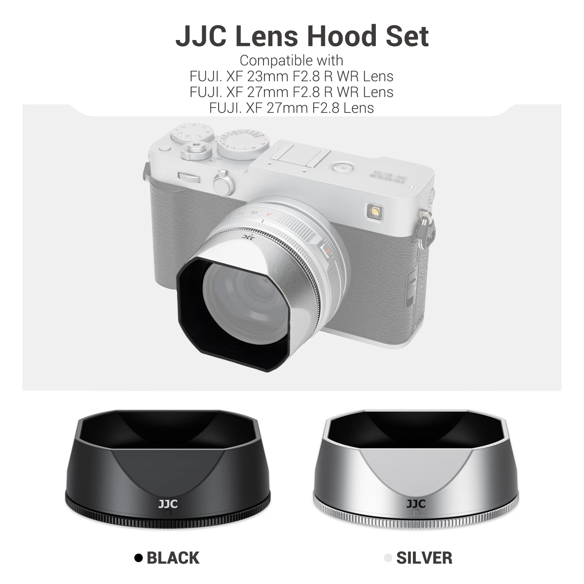 JJC Gegenlichtblende mit Adapterring für Fujifilm XF 23mm F2.8 R WR, XF 27mm F2.8 R WR, XF 27mm F2.8 Objektiv, Kein Vignettieren Image