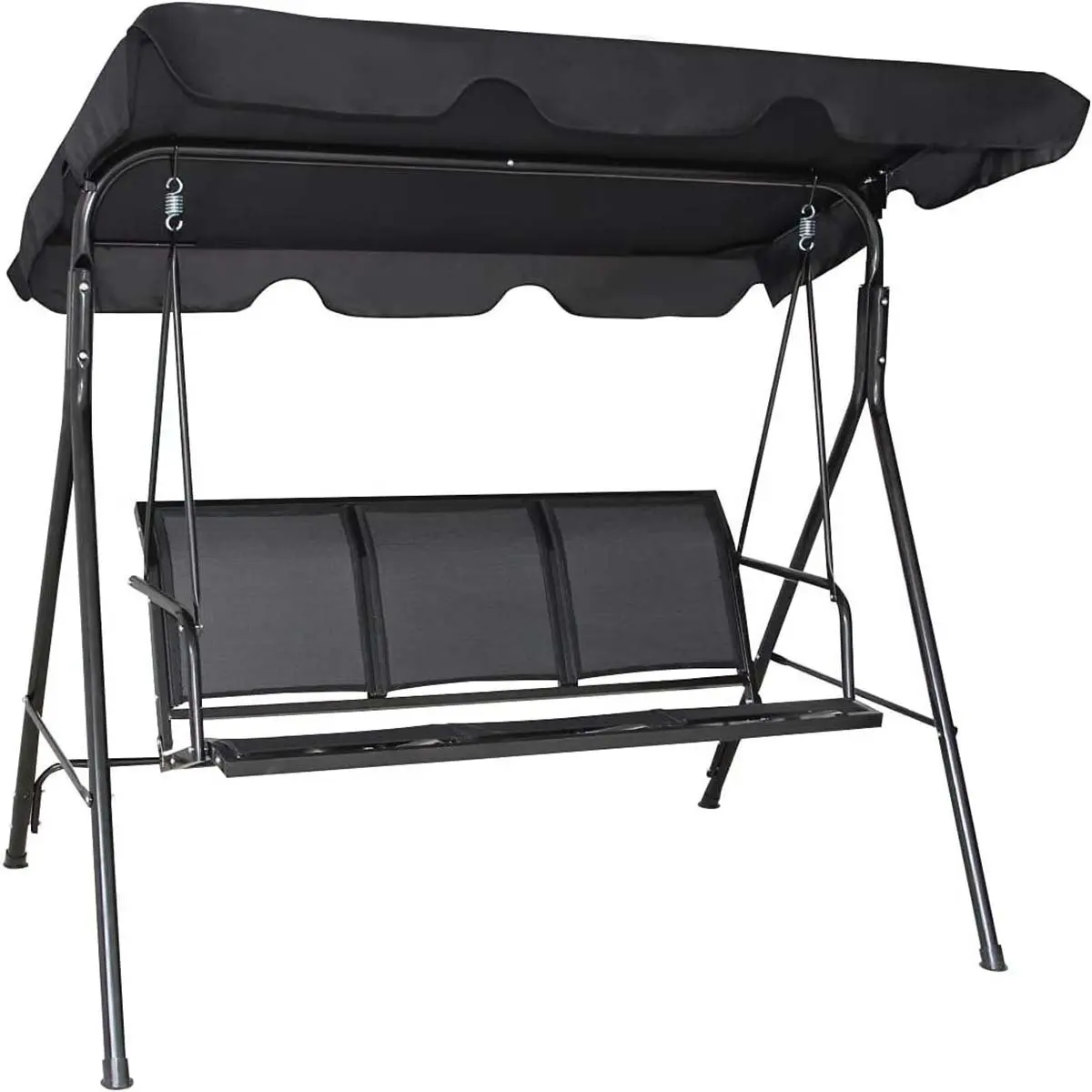 Hollywood Swing Gartenschaukelbank Gartenliege mit Sonnendach 3-Sitzer (Schwarz) Image