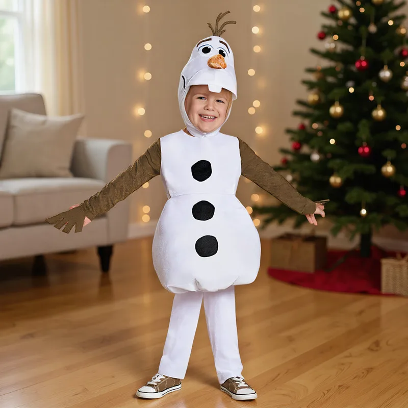 Olaf-Schneemann-Outfit für Kleinkinder, Animationsfilm-Charakter, Cosplay-Kostüm für Weihnachten, Neujahr, Party, Kinder, Urlaubsgeschenk mit Hut Image