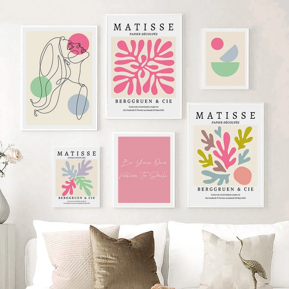 Bunte Matisse Blumenmarkt abstrakte Linie Mädchen Galerie Wand Kunstdrucke Poster Leinwand Malerei Bilder für Wohnzimmer Dekor Image