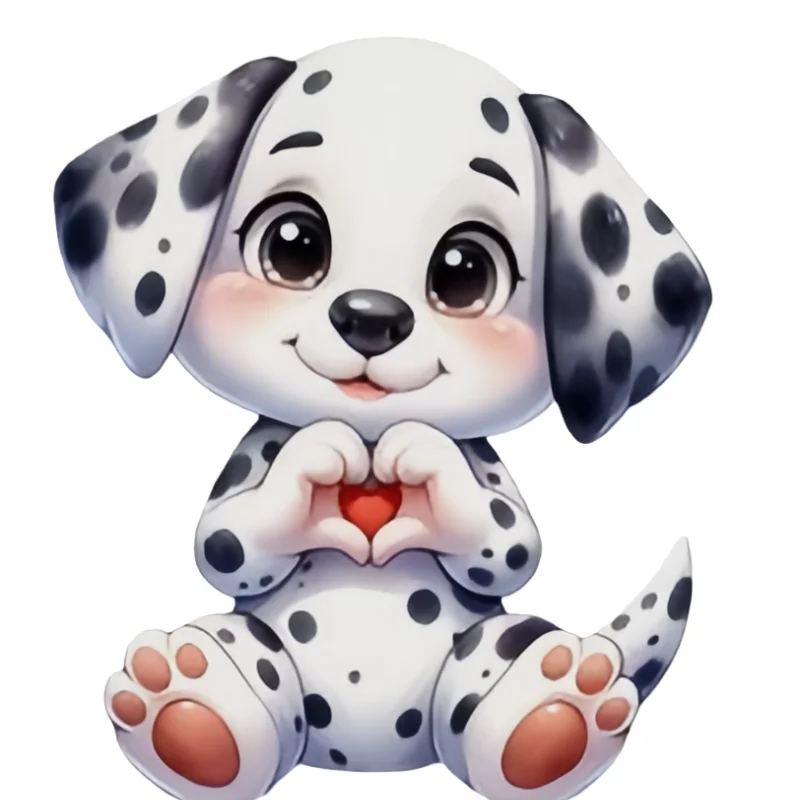 Silikonform für ein Herzförmiges Welpenmuster, mit einem gepunkteten Hund, der ein Herz in seiner Pfote hält, zum Ausdruck von Liebe, für Fondant- und Schokoladengeschenke Image