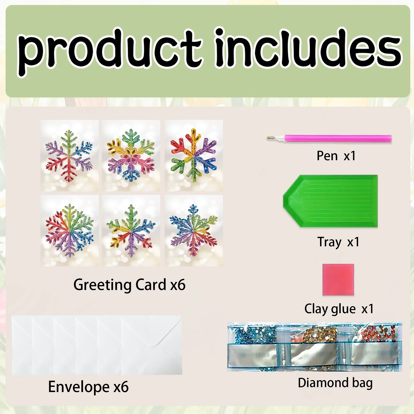 6-teiliges Grußkarten-Set mit Blumen- und Schmetterlingen zum Selbermachen, handgefertigte Diamant-Malerei-Karten zum Geburtstag, Dankeschön, Freundschaft Image