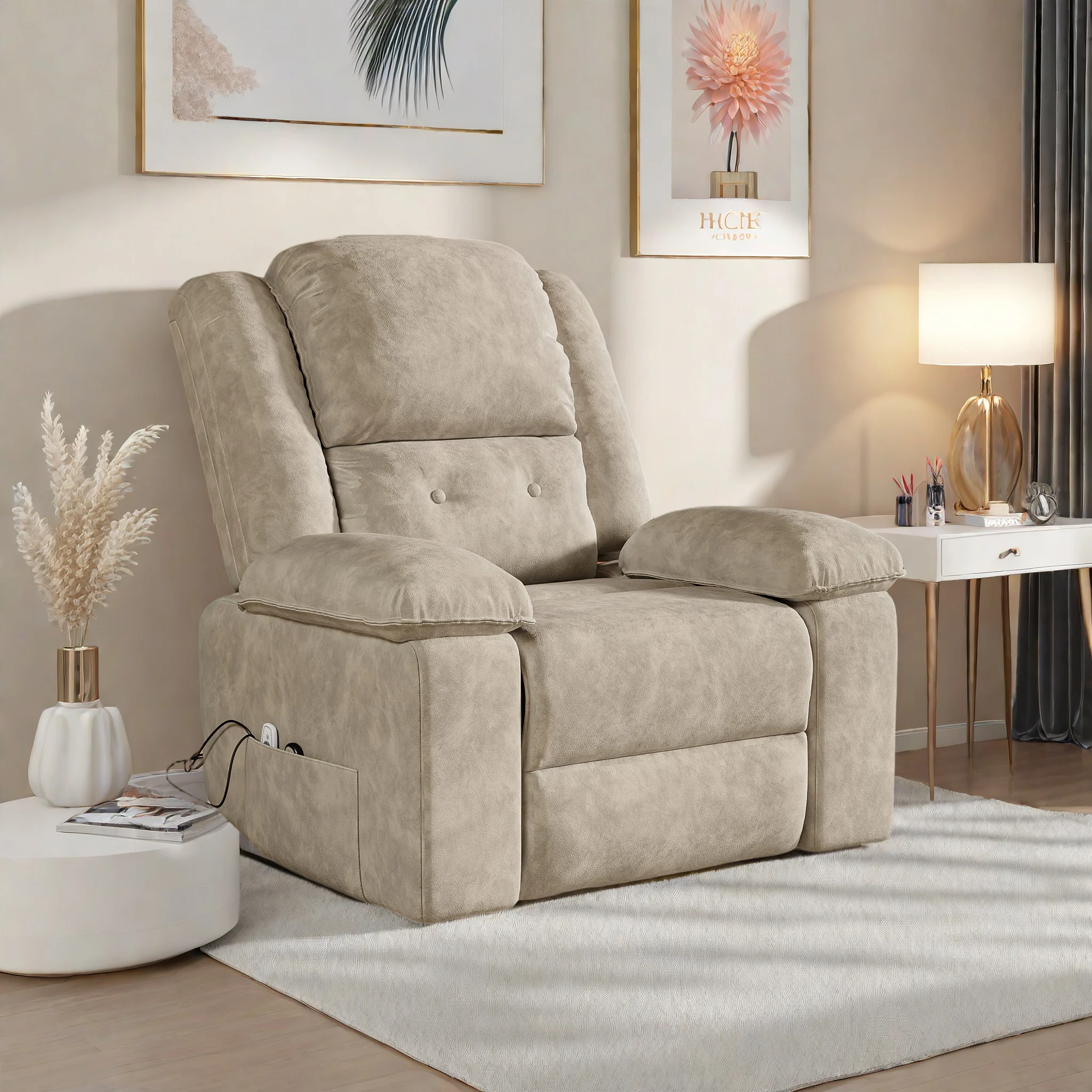 Elektrischer Relaxsessel, Sessel mit Massage- und Heizfunktion, gepolsterter Massagesessel fürs Schlafzimmer, robustes elektrisches Relaxsofa fürs Wohnzimmer und Schlafzimmer