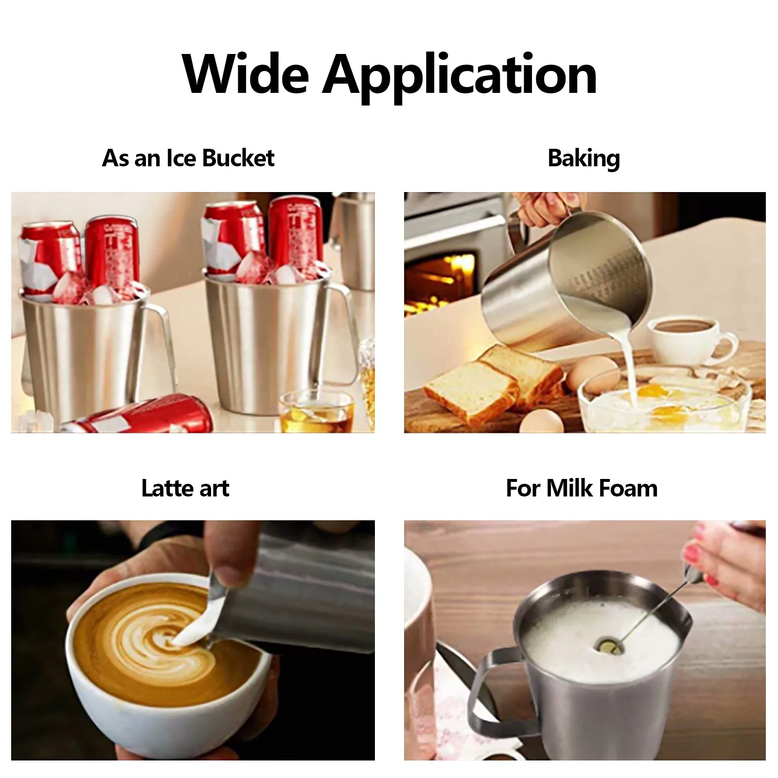 Messbecher aus Edelstahl 304, 1000 ml/33,81 Unzen, V-förmiger Ausguss, Doppelskala, rutschfester Boden, Mehrzweckbecher zum Backen und für Kaffee