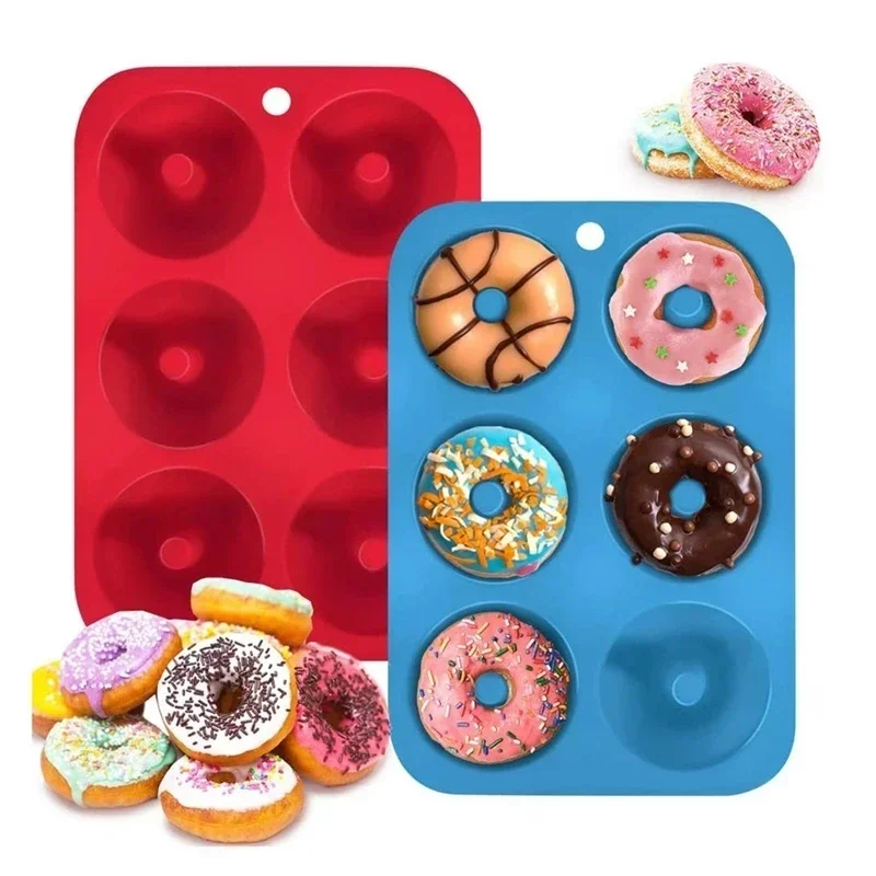 1/2 Stück Silikon-Muffins-Donut-Form, 6 Löcher, Backform, antihaftbeschichtet, zum Backen, Gebäck, Schokolade, Kuchen, Dessert, DIY-Backformen Image