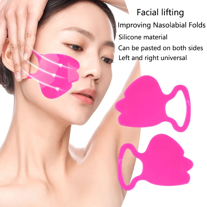 1/2 Stück Anti-Falten-Pflaster Wiederverwendbare Silikon-Gesichtslifting-Pads Verbessern Nasolabialfalten Verhindern Gesichtshauterschlaffung Hautpflege-Tools Image