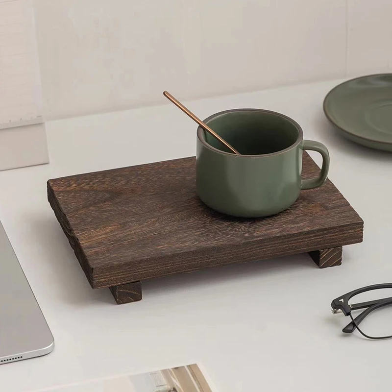 Holztablett mit Ständer, Holz-Aufbewahrungstablett für Handseife, Duftkerzen, Küchen-Gewürzhalter, Wohndekoration Image