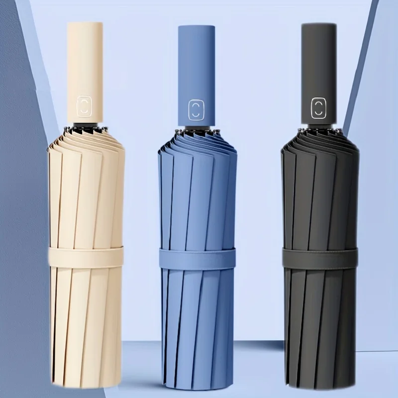 Verstärkter 24-Knochen-Regenschirm, starker und langlebiger, windbeständiger Regenschirm für Herren, Anti-UV-Sonnenschutz-Regenschirm für Damen, sonnig Image