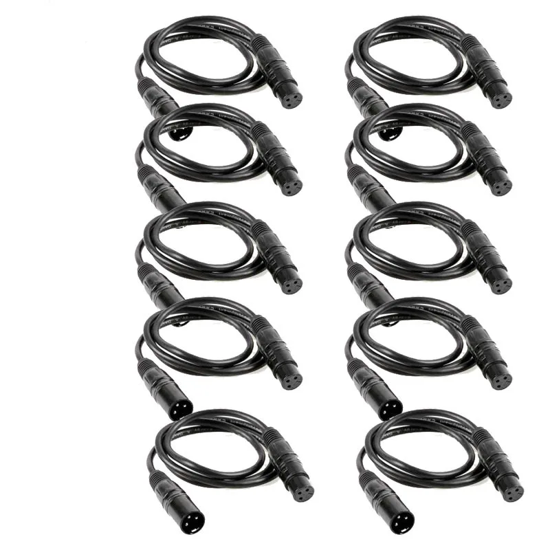 10 Stück 1 m DMX-Kabel für Bühnenlicht-Controller-Zubehör mit Abschirmung, 1 Meter Länge, 3-poliges Signalanschluss-DMX-Kabel Image