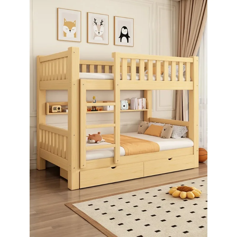 Nationaler Standard, Etagenbett aus Massivholz, Mutter-Kind-Bett-Kombination, Erwachsenen- und Kinderbett, zweistöckiges Hoch- und Tiefbett, oberes Bett