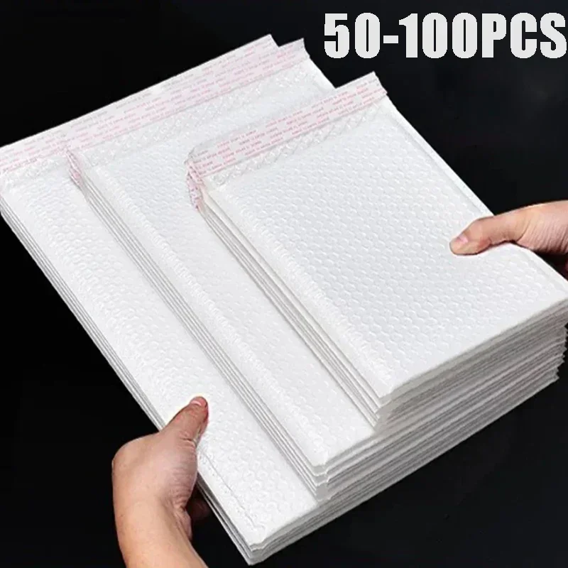 50/100 Stück Versandtaschen Weiße Schaumstoffumschläge Luftpolsterumschläge Großhandel mit Verschiedenen Spezifikationen Versandverpackung Weicher Umschlag Image