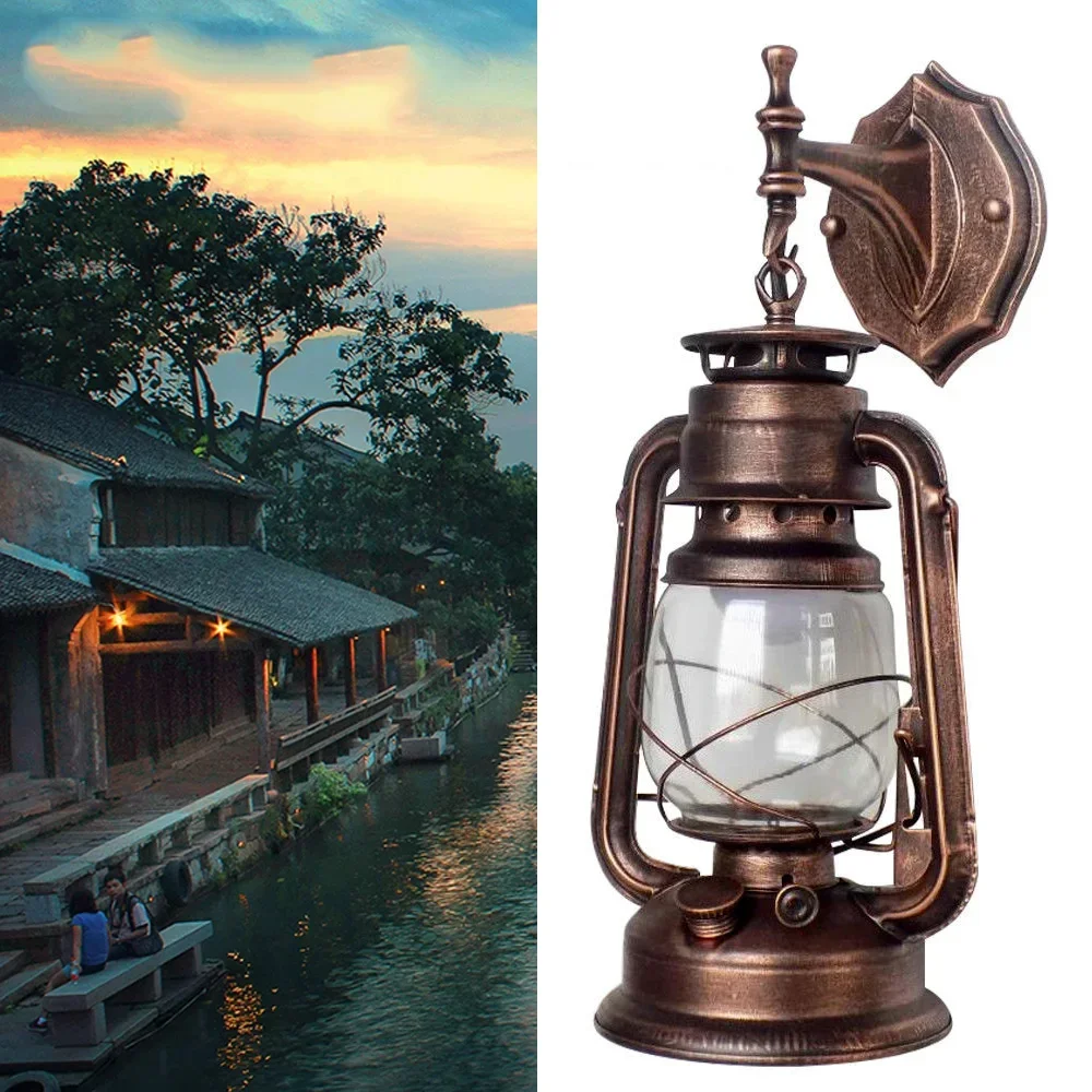 NEUESTE Outdoor Antike Nostalgische Außenlampe E27-Fassung Metall-Kunststoff, Rustikale Wandlampe Vintage Laterne Retro Wandlampe