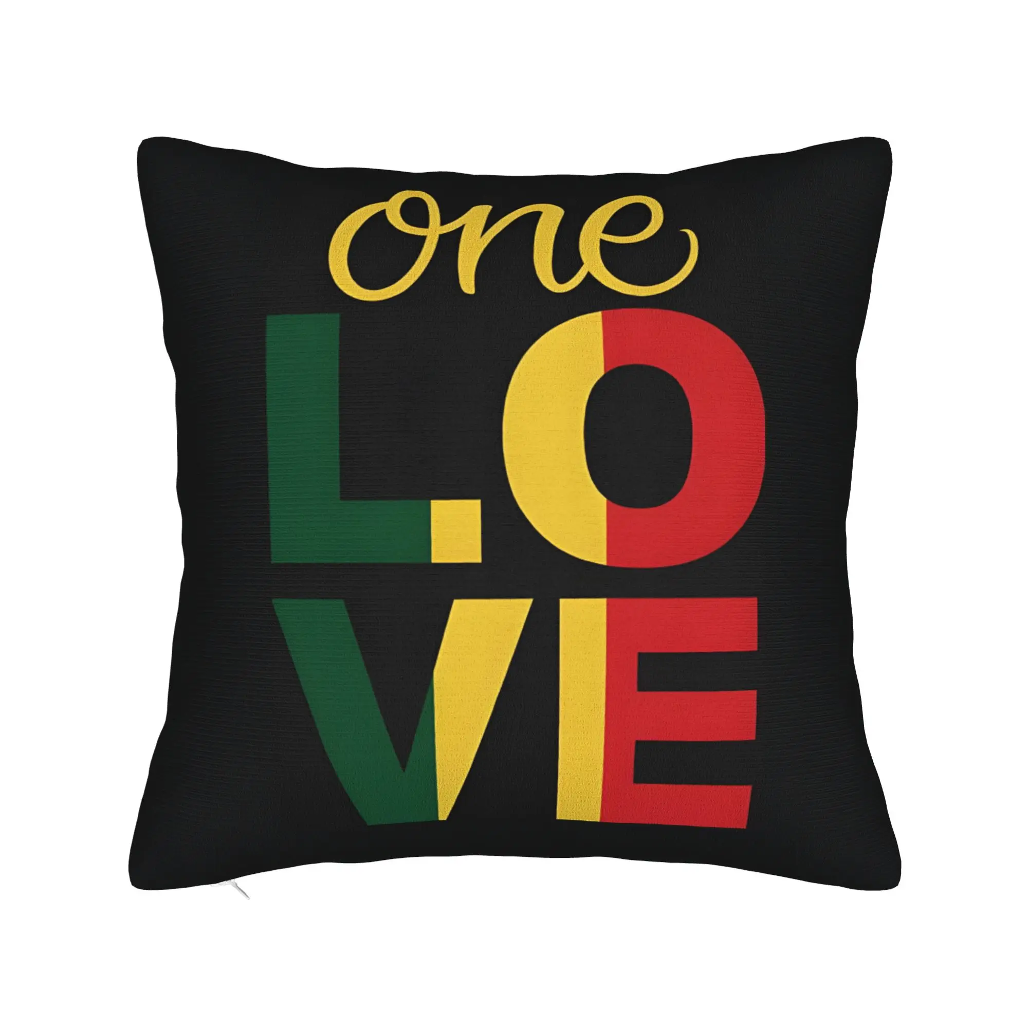 Kissenbezug mit Aufdruck „Love Peace & Happiness“ im Jamaika-Stil, Rucksack-Kissenbezug für Sofa, Stuhl, Heimdekoration Image