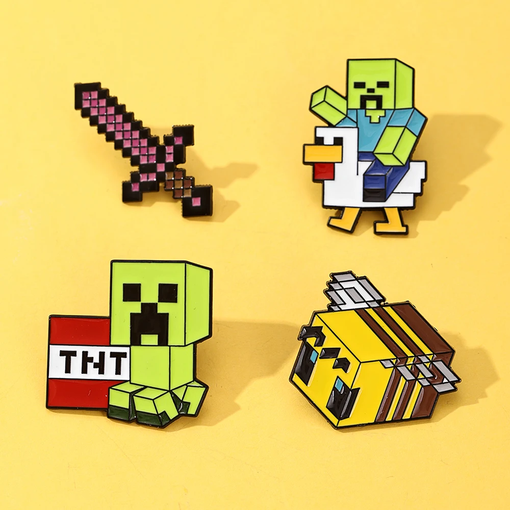 4 Stück Cartoon-Figuren Emaille-Anstecknadeln Metall-Reversbroschen Sammlerstücke DIY-Deko Geschenk für Fans Image