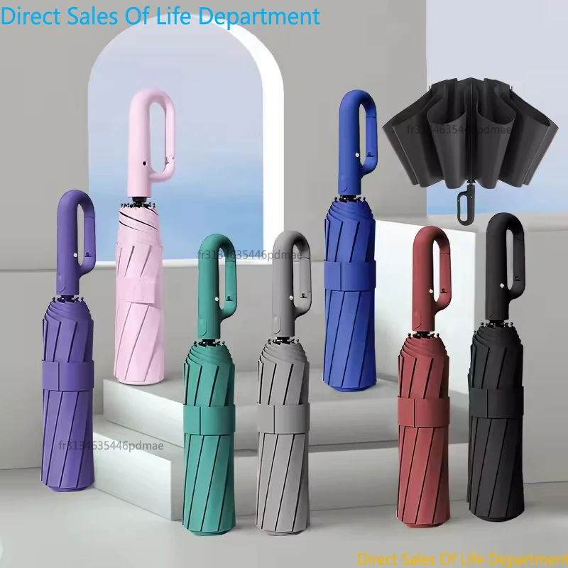 2026 Automatischer Regenschirm für Herren und Damen – Vollautomatischer, faltbarer Doppelschirm mit starkem Sonnenschutz und Ringverschluss-Design Image