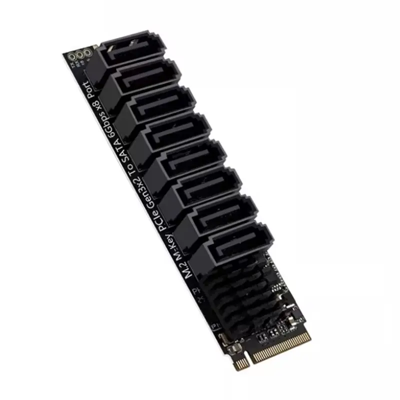M.2 NVME M-Key 8-Port Erweiterungskarte PCI-E zu SATA3.0 6Gbps für NAS-Festplatten, erweiterte PCI-E Adapter-Riser-Karte ASM1166 PM Image